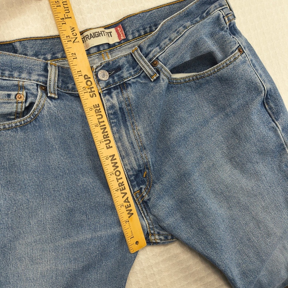 Levis 505 Mens Straight Fit Blue Denim Jeans 36x32 Medium Wash Zip Fly Classic - Picture 13 of 16